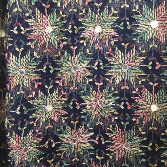 Vintage Navy-Blue BAGH PHULKARI chiffon SAREE SARI - Picture 2 of 10